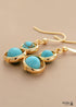 Boho Earrings, Dangle Earrings, Double Blue Turquoise